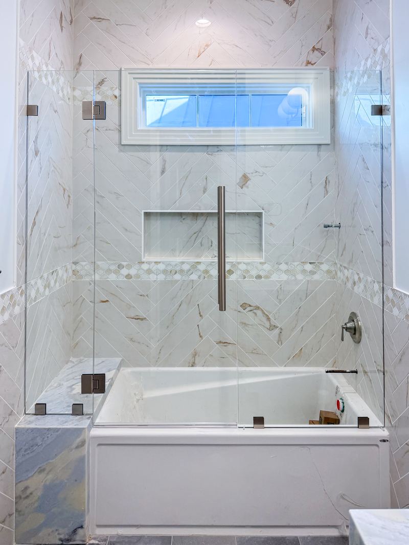 Marble Tub and Shower Enclosure