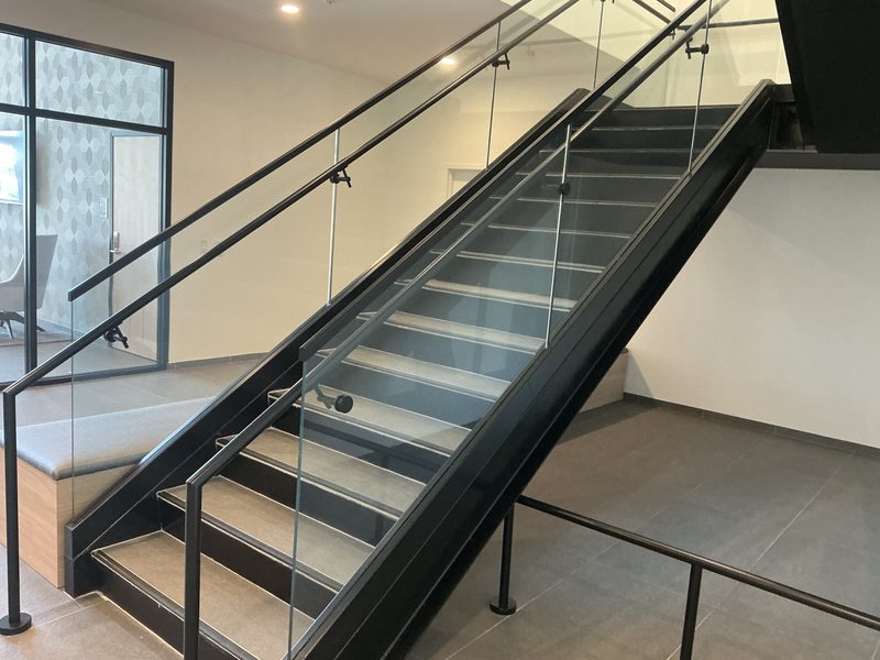 Glass Railing on an Open Stair