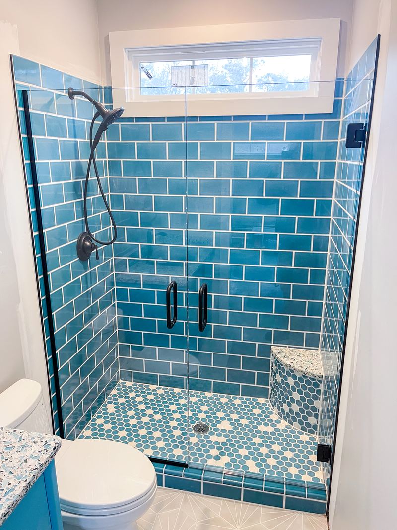 Blue Tile Shower Enclosure