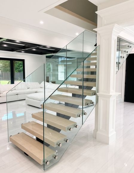 Frameless glass stair railing