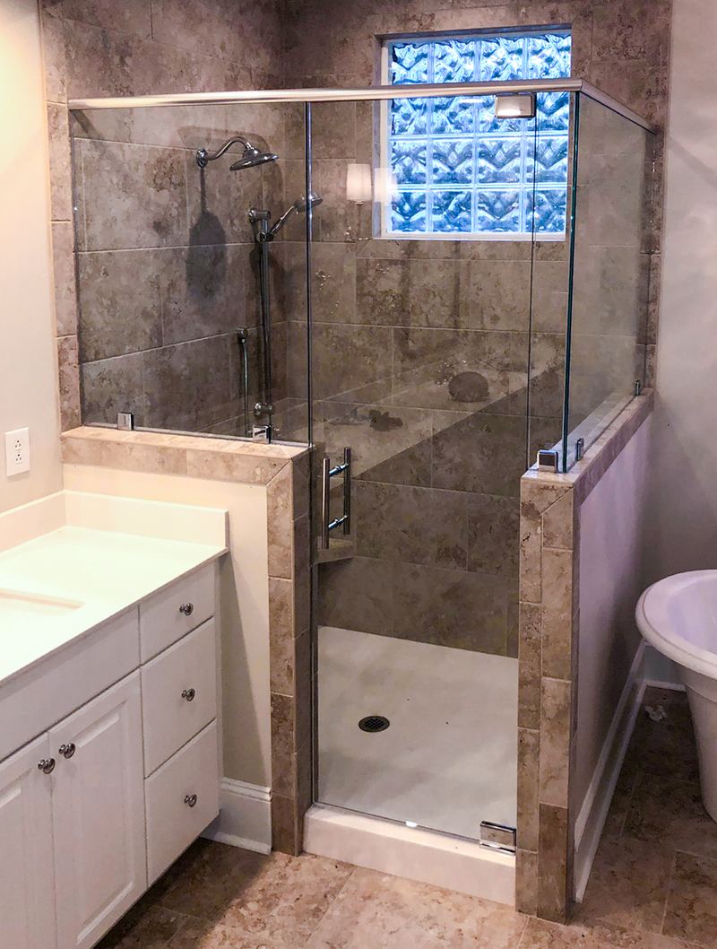 Frameless Shower and Vanity
